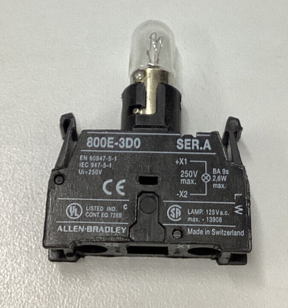 Allen Bradley 800E-3DL3 Clear Lamp Module w/ Latch 250V