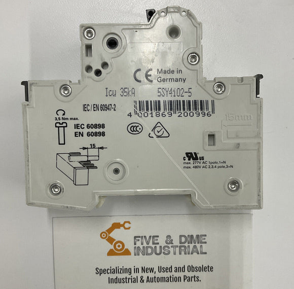 Siemens 5SY41 Circuit Breaker MCB-A2 2 Amp   w/ 5ST3010 Auxiliary Switch