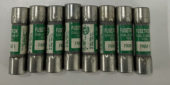 Bussman FNM-1 Fusetron Dual Element Fuses 1-Amp Lot of 8