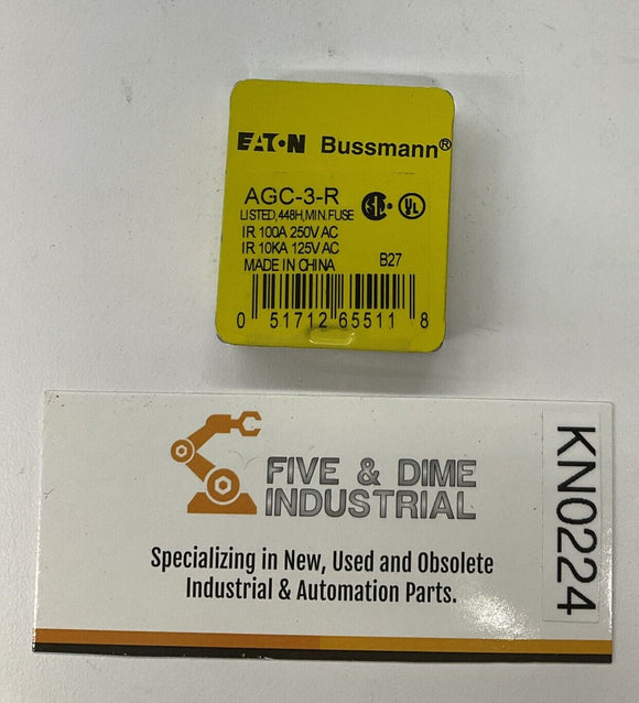 Bussmann AGC-3 Buss Glass Fuses 3A 250VAC 5-Pack