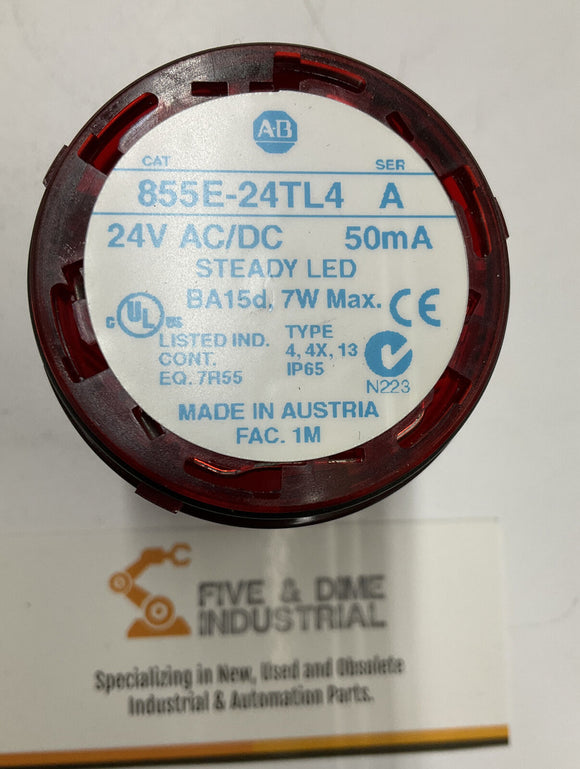 Allen Bradley 855-24TL4 24V AC/DC Red Steady LED Lamp