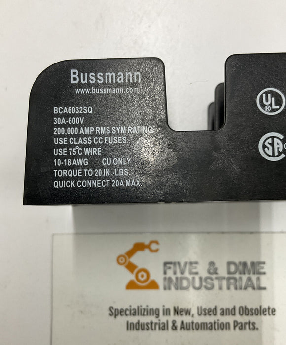Bussmann BCA6032SQ 2-Pole Fuse Holder 30A 600V. Lot of (3)