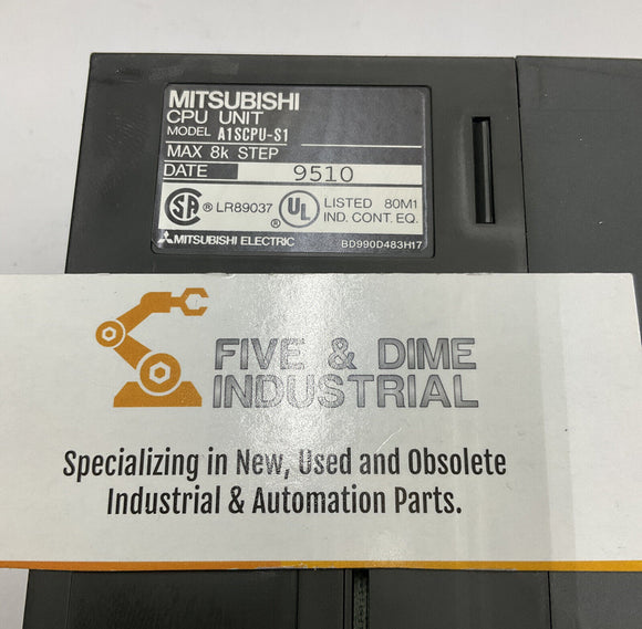 Mitsubishi A1SCPU-S1 CPU PLC, 8k Step Processor w/ Key