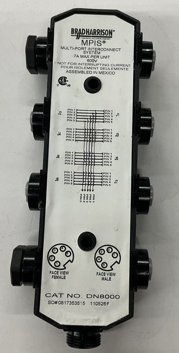 Brad Harrison DN8000 MPIS 8-Port DeviceNet Junction 7A 600V Guaranteed - 0