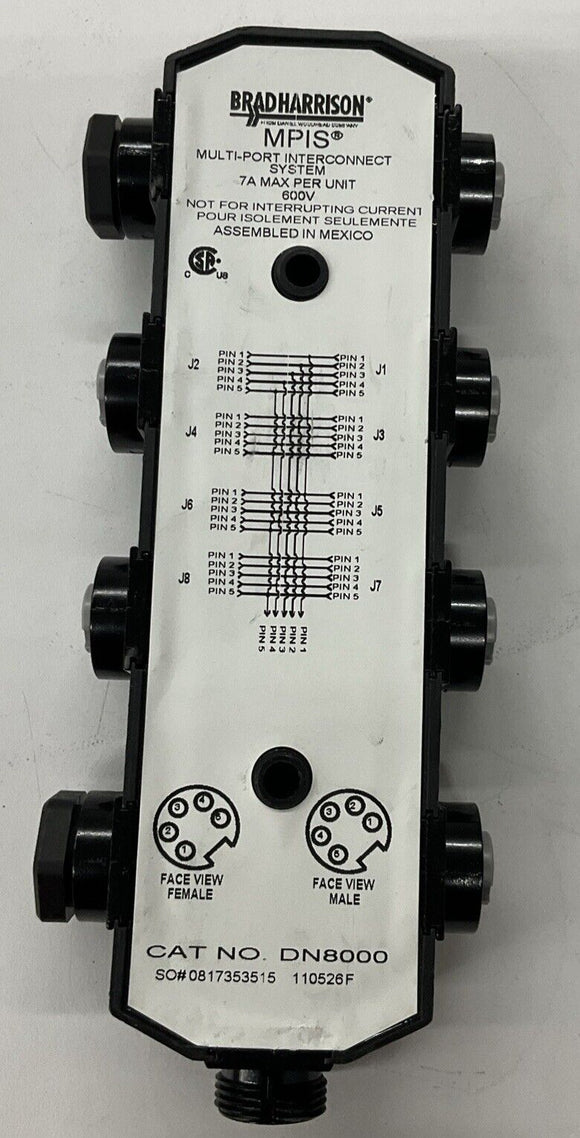 Brad Harrison DN8000 MPIS 8-Port DeviceNet Junction 7A 600V Guaranteed