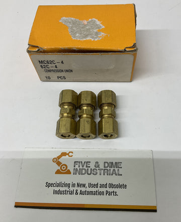 Parker MC62C-4 / 62C-4 1/4 x 1/4" Tube Fittings Package of 3