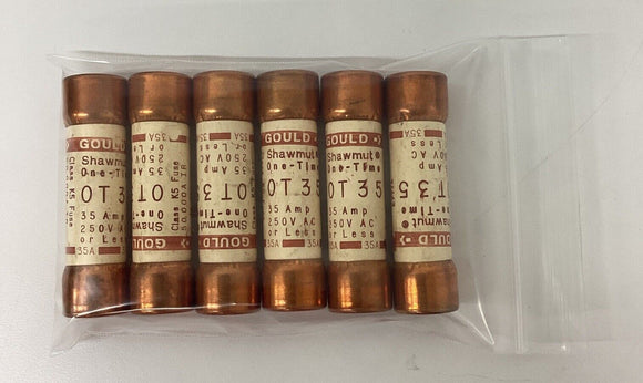 Mersen Gould 0T35 Class K5 One-Time Fuse 35A, 250V Pkg of (6)