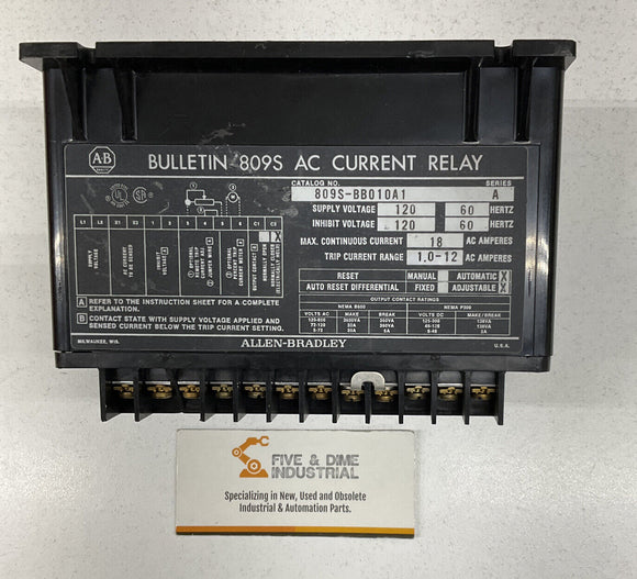 Allen Bradley 809S-BB010A1 Ser A  AC Current Relay
