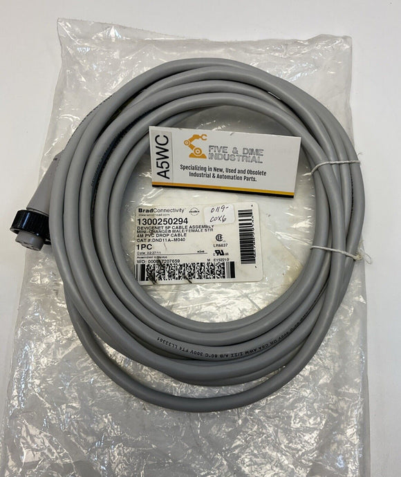 Woodhead  1300250294 DeviceNet Cordset 5-Pin Male / Female 4 Meters