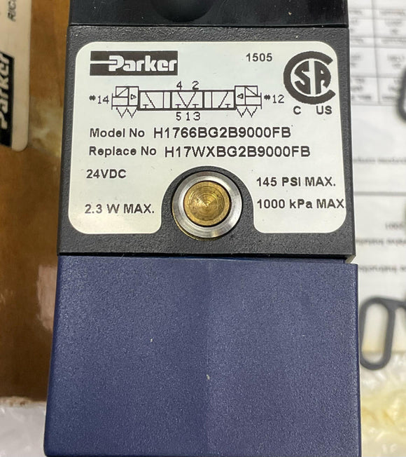 Parker H1766BG2B9000FB / H17WXBG2B9000FB G3/8" 24 VDC Valve