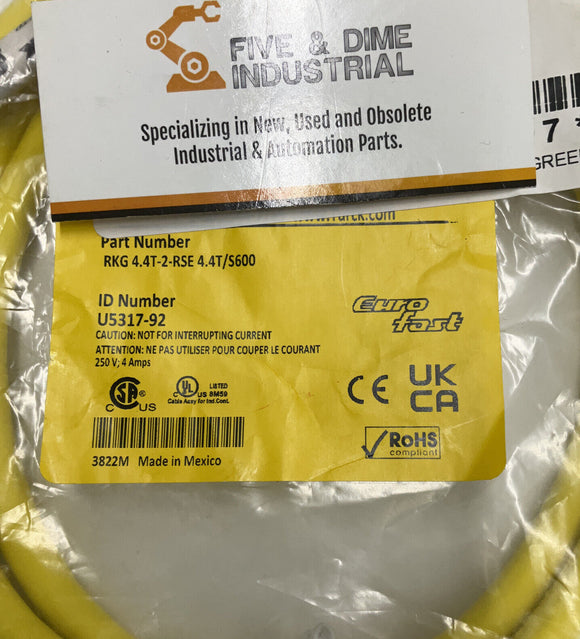Turck RKG 4.4T-2-RSE 4.4T/S600 Cordset U5317-92