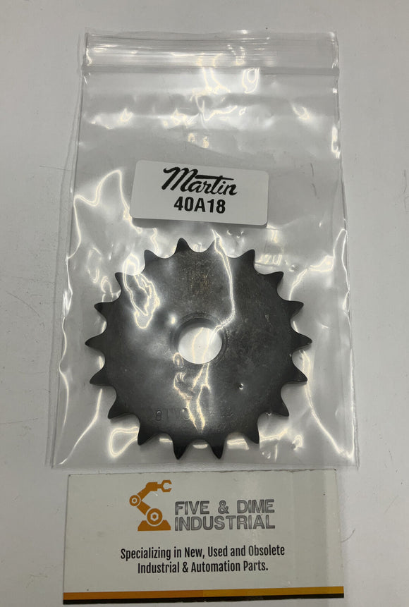 Martin 40A18 Bore to Size Sprocket 1/2" Hub 18 Teeth 0.6250" Stock