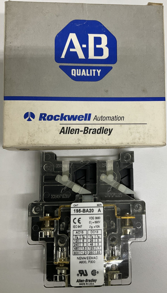 Allen Bradley 195-BA20 Auxiliary Contact Switch