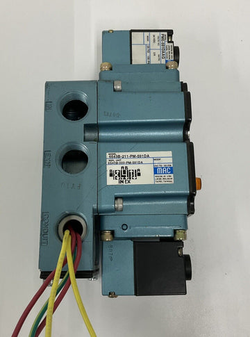 Mac 6543B-211-PM-591DA Valve w/ Base & 2 PME-591DAAG Solenoid 24 VDC - 0