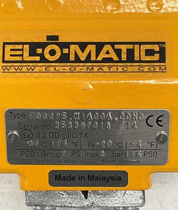 EL-O-Matic ED0025.M1A00A.00N0 2" Valve 24 Vdc Pneumatic Actuator - 0
