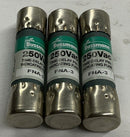 Bussman FNA-3 Lot of 3 Time Delay Pin Indicating Fuses 3A-3