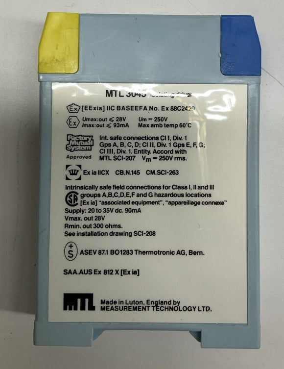 Measurement Technology MTL 3045 Isolating Driver MTL 3000 Series 125mA