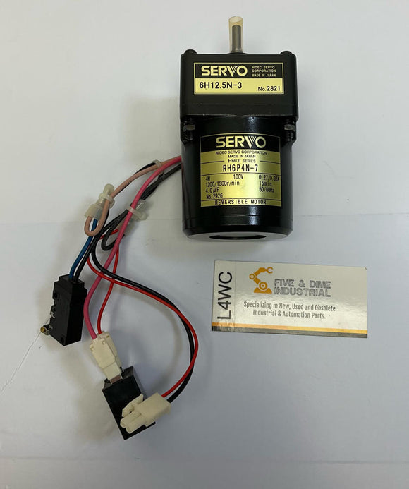 Nidec  RH6P4N-7  Reversible Servo Motor w/ 6H12.5N-3 Gear Head