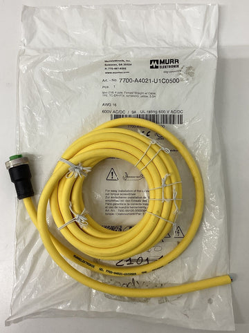 Murr 7700-A4021-U1C0500 7/8'' Mini Female 4-Wire Cable 5M