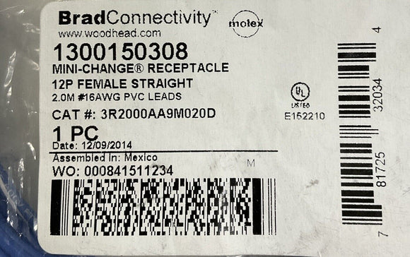 Brad 13001503098 12-Pole Female Mini Change Receptacle 3R2000AA9M020D