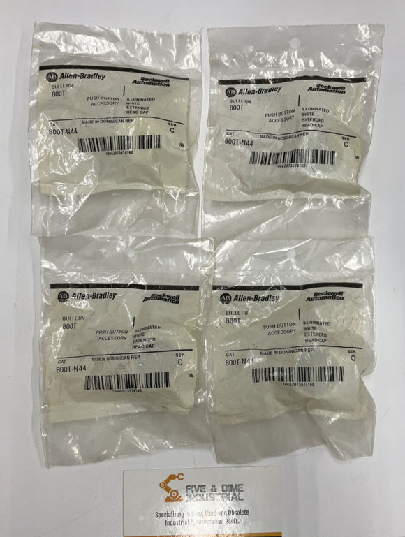 Allen Bradley 800T-N44 Extended White Cap Lot of 4
