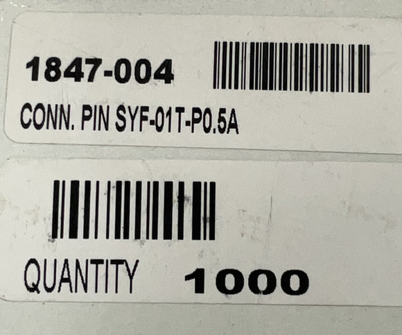 Jst 1847-004 / SYF-01T-P0.5A Reel 26-20 Awg Tin Crimp Socket 1000 Pieces