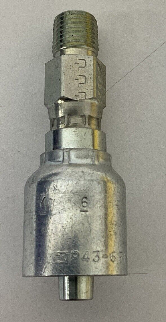 Parker 11343-4-6 Crimp Fitting 3/8 ID Hose x 1/4''-18 Metric