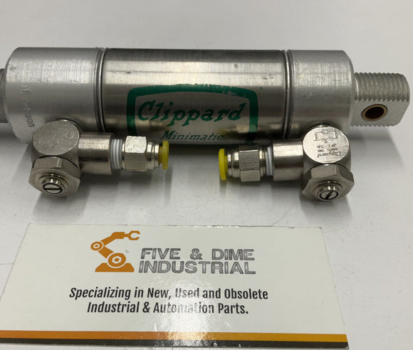 Clippard UDR-2-1 Pneumatic Cylinder 1-1/4" Bore 1" Stroke w/ Fittings