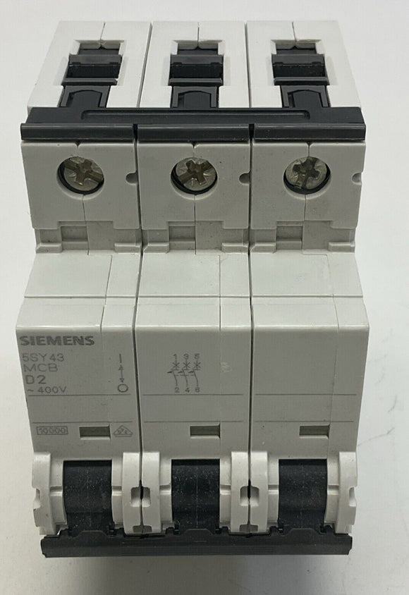 Siemens 5SY4302-8 Circuit Breaker MCB 3-Pole, 2-Amp, 480VAC