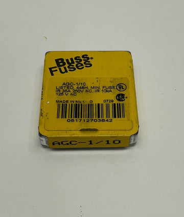 Cooper Bussmann  AGC-1/10  1/10-Amp Fuses 125/250 VAC 5-Pack - 0