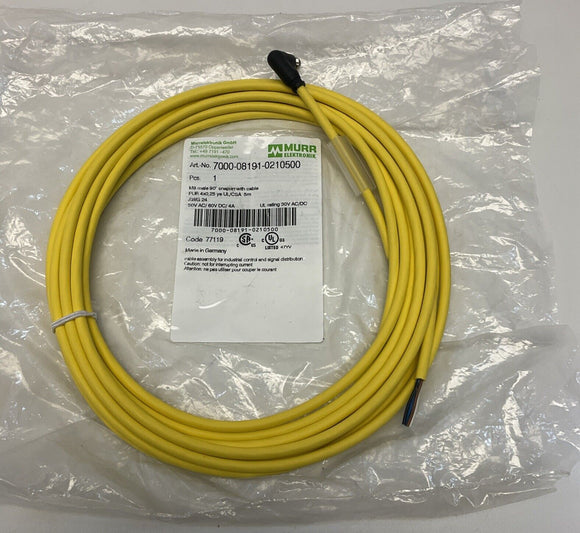 Murr Elektronik 7000-08191-0210500 M8 Male 90° Snap-In-Cable