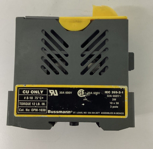 Bussmann OPM-1038R Optima Din Mount Fuse Holder 30-Amp 600V