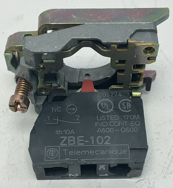 Square D ZB4BZ102 Base Mount with Contact Block and Emergency Twist Button