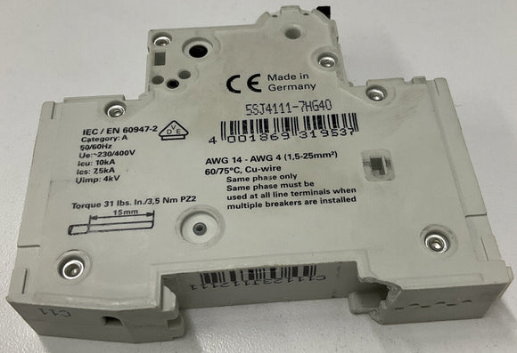 Siemens 5SJ4102-7HG40 Circuit Breaker