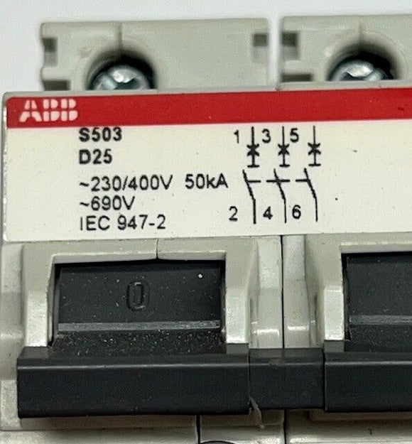 ABB S503-D25 Heavy Duty Circuit Breaker 2CCF011748R0001 3 Pole 25A