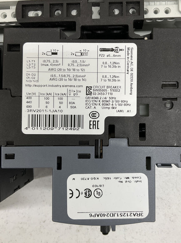 Siemens 3RA21251JD240AP6 FastBus Combination Starter 7-10 Amps 240 Vac
