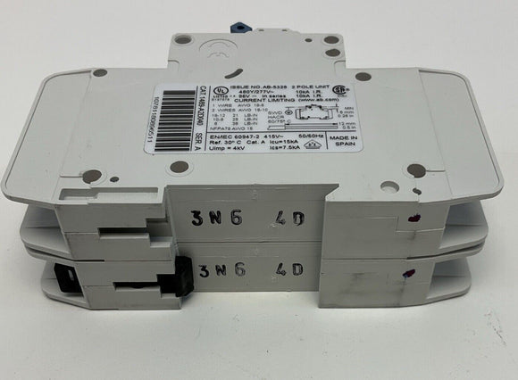 Allen Bradley  1489-A2D040  4 Amp, 2 Pole Circuit Breaker 48 VDC,  480Y/277 VAC