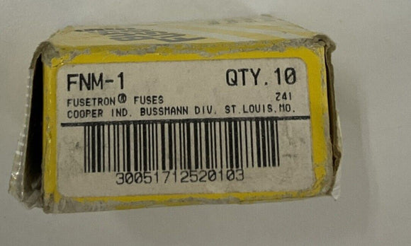 Bussman FNM-1  Fusetron Duel Element Fuses 1 Amp Box of (10)