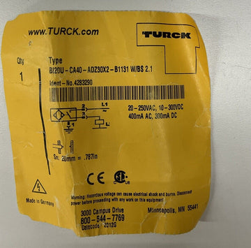 Turck Bi20U-CA40-ADZ30X2-B1131 Proximity Sensor SN:20mm - 0