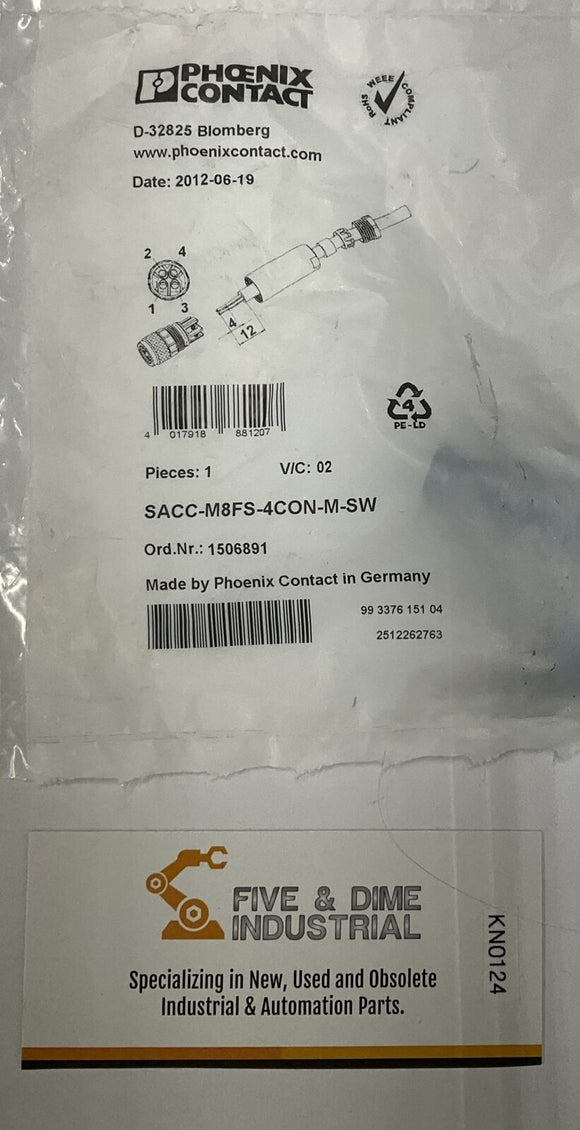 Phoenix Contact 1506891 Female Connector SACC-M8FS-4CON-M-SW