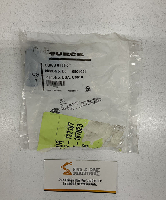 Turck BSWS 8151-0 Circular Male Field Connector U6610 5-pin, M12