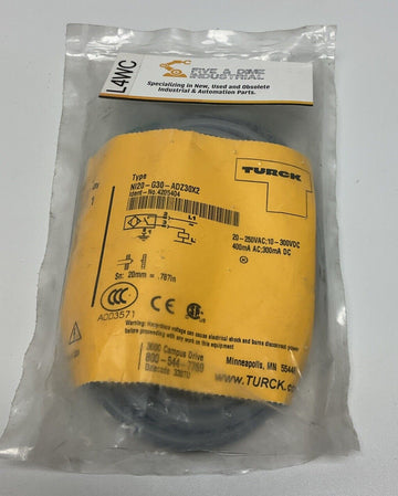 Turck NI20-G30-ADZ30X2 Proximity Sensor 20-250 VAC, 10-300 VDC 4205404 Sn: 20mm