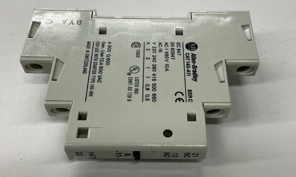 Allen Bradley 140-A11 Auxiliary Contactor 1-N0 1-NC