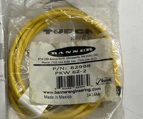 Banner 62998 / PKW-6Z-2 Single-End, Pico Female, 6-Pole 90° Sensor Cable