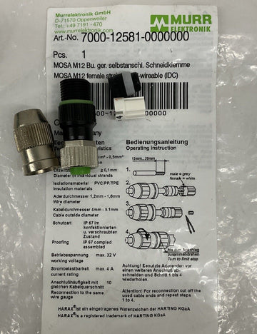 Murr 7000-12581-0000000 MOSA M12 Female Straight Field Connector 5-Pole - 0