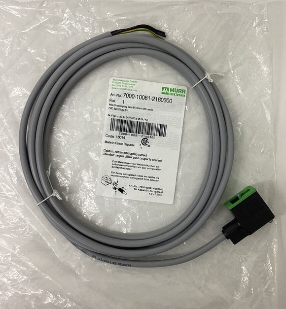 Murr 7000-10081-2160300 MSUD Form B Valve Plug Single End 3-Wire Cable 3M