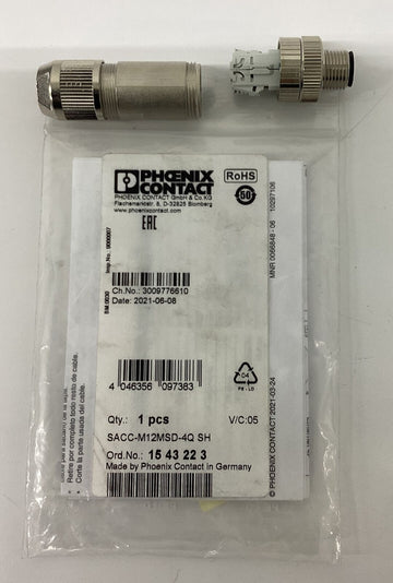 Phoenix Contact 1543223 4-Pole M12 Field Connector SACC-M12MSD-4Q-SH - 0