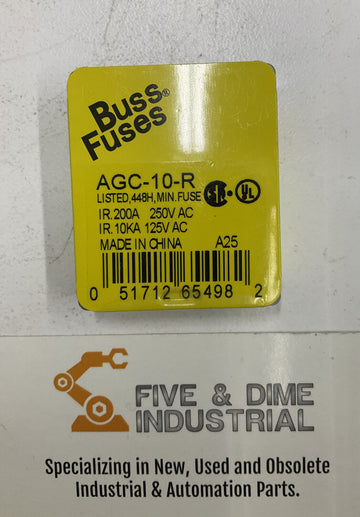 Buss Bussmann AGC-10-R Fuses Box of 5 - 0