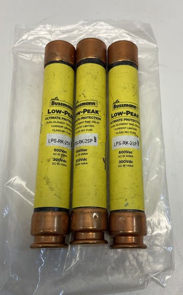 Bussmann LPS-RK-2SP 2A/AMP Lot of 3 Fuses - 0