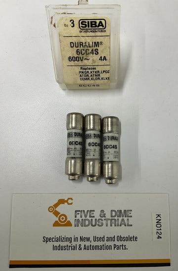Siba 6CC4S 600V 4 Amp Duralim Fuses Box of 3